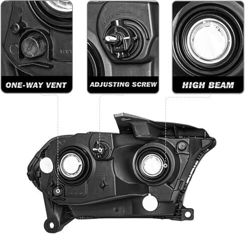 Halogen Headlight Assembly Compatible with 2011 2012 2013 Dodge Durango w/o HID Passenger and Driver Side Black Housing & Clear Reflector in Kuwait