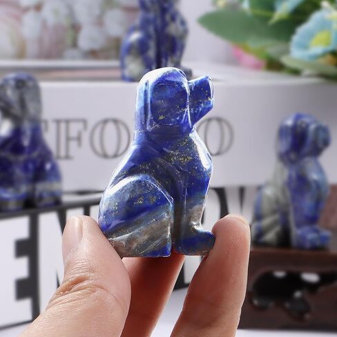 SMQ Crystal Dog Statues Home Decor Hand Carved Green Aventurine Small Dog Stone Healing Crystal Figurines Puppy Pet Sculpture Women Gifts(2 Inches) in Kuwait