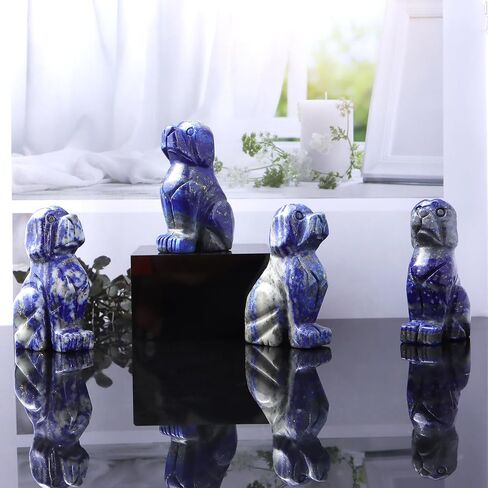 SMQ Crystal Dog Statues Home Decor Hand Carved Green Aventurine Small Dog Stone Healing Crystal Figurines Puppy Pet Sculpture Women Gifts(2 Inches) in Kuwait