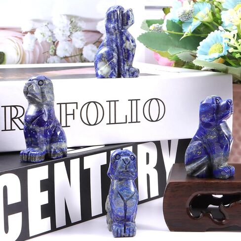 SMQ Crystal Dog Statues Home Decor Hand Carved Green Aventurine Small Dog Stone Healing Crystal Figurines Puppy Pet Sculpture Women Gifts(2 Inches) in Kuwait