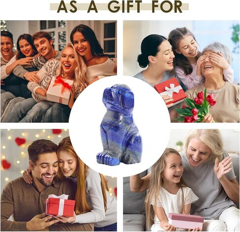 SMQ Crystal Dog Statues Home Decor Hand Carved Green Aventurine Small Dog Stone Healing Crystal Figurines Puppy Pet Sculpture Women Gifts(2 Inches) in Kuwait