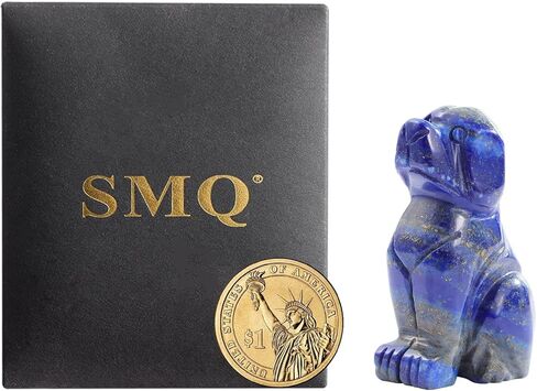 SMQ Crystal Dog Statues Home Decor Hand Carved Green Aventurine Small Dog Stone Healing Crystal Figurines Puppy Pet Sculpture Women Gifts(2 Inches) in Kuwait