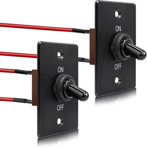 12V Toggle Switch with Aluminum Mounting Plate Pre-soldered 14AWG Leads 20A 2 Pin SPST ON/OFF Toggle Switch with Weather-resistant Boot Cover for Marine Boat RV Trailer Truck Automotive (1Pcs) in Saudi Arabia