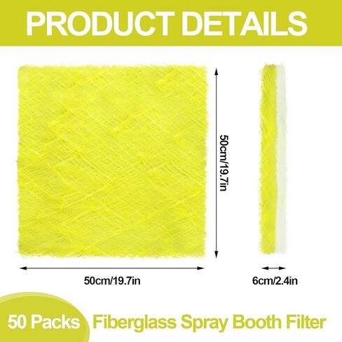 Motipuns 50 Pack Paint Booth Filter Filter Pad 20 "× 20" × 2.4 "، مرشحات كشك الرش من الألياف الزجاجية in Saudi Arabia