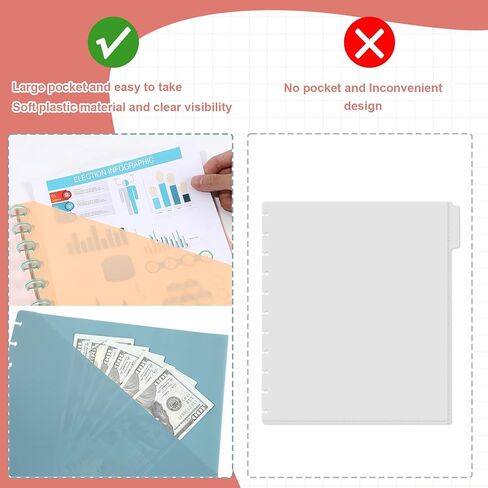 4set 5 Tab Discbound Pocket Dividers 8.5 x 11 Dividers with Pockets Discbound Pocket Folders DiscBound Binder Dividers Plastic Dividers with Tabs DiscBound Planner Supplies for Business Office(Boho) in Kuwait