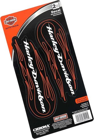 Harley-Davidson 2 قطعة نيران H-D شارات كبيرة-أسود-6 × 12 بوصة. in Saudi Arabia