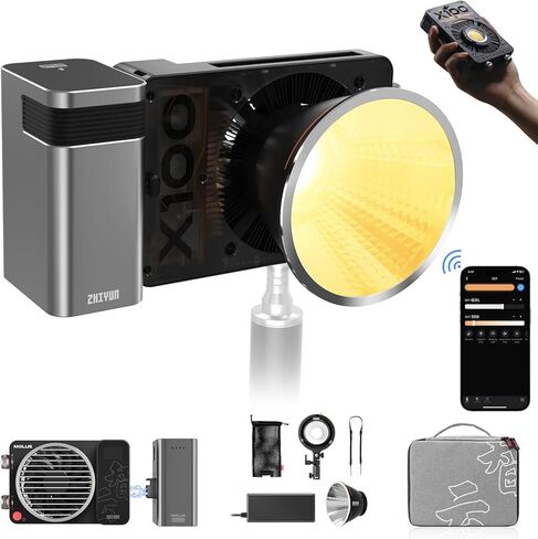 ZHIYUN MOLUS X100 Bi-Color Pro 100W Video Light [Official] V2 Upgraded Version Professional Photography Lighting Portable Continuous Output Lighting 2700K~6500K CRI≥95 TLCI≥97 for Youtuber TT Photog in Saudi Arabia