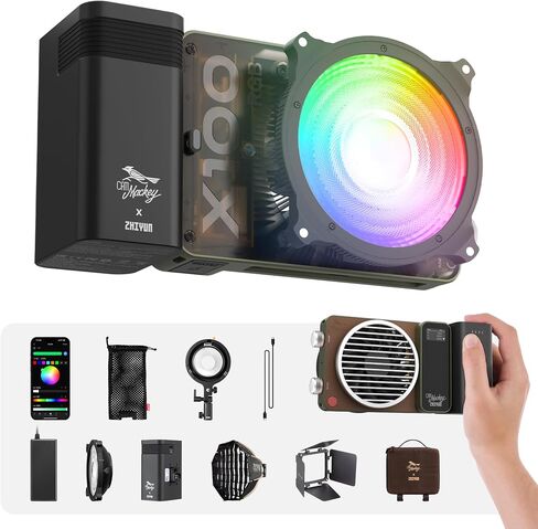 ZHIYUN MOLUS X100 Bi-Color Pro 100W Video Light [Official] V2 Upgraded Version Professional Photography Lighting Portable Continuous Output Lighting 2700K~6500K CRI≥95 TLCI≥97 for Youtuber TT Photog in Saudi Arabia