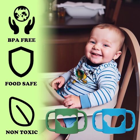 4 Pack Silicone Baby Bottle Handles for Dr. Brown's Narrow & Wide Baby Bottles Hoder, Easy Grip Self-Feeding Universal Bottle Handle, BPA-Free, 100% Silicone, White, Gray, Pink, Purple in Saudi Arabia
