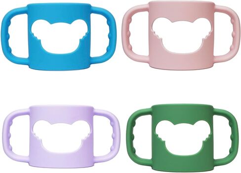 4 Pack Silicone Baby Bottle Handles for Dr. Brown's Narrow & Wide Baby Bottles Hoder, Easy Grip Self-Feeding Universal Bottle Handle, BPA-Free, 100% Silicone, White, Gray, Pink, Purple in Saudi Arabia
