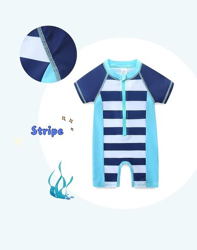 Cute Baby Boy Swimsuit Infant One Piece Bathing Suit Summer Toddler Short Sleeve Beach Swimwear in Kuwait