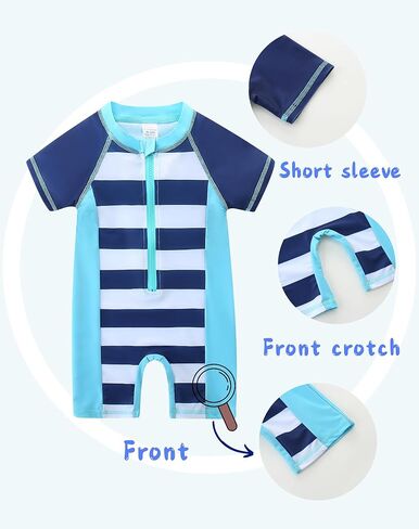 Cute Baby Boy Swimsuit Infant One Piece Bathing Suit Summer Toddler Short Sleeve Beach Swimwear in Kuwait