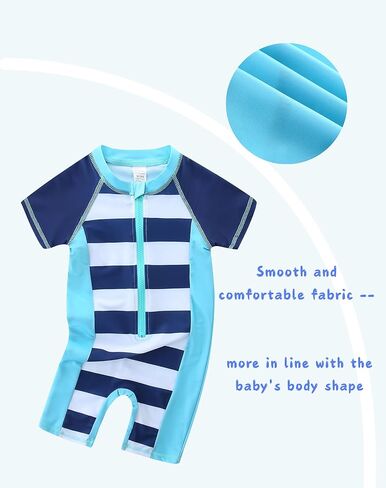 Cute Baby Boy Swimsuit Infant One Piece Bathing Suit Summer Toddler Short Sleeve Beach Swimwear in Kuwait
