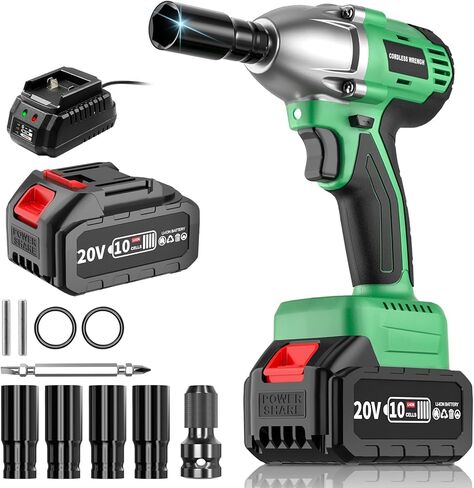 4.0Ah Battery Cordless Impact Wrench, 320Ft-lbs(430N.m) Brushless 1/2 Impact Gun, 20V High Torque Power Impact Driver, Electric Impact for Car Home, 1 Battery in Saudi Arabia