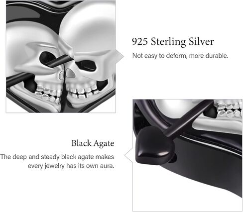 GNOCE Skull Lover Heart Charm Bead Sterling Silver Arrow من خلال Heart Skull Charm Bead سوار/قلادة هدية المجوهرات للنساء (النمط 1) in Saudi Arabia