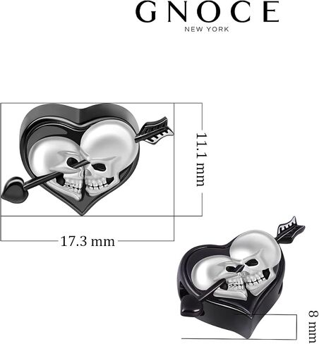 GNOCE Skull Lover Heart Charm Bead Sterling Silver Arrow من خلال Heart Skull Charm Bead سوار/قلادة هدية المجوهرات للنساء (النمط 1) in Saudi Arabia