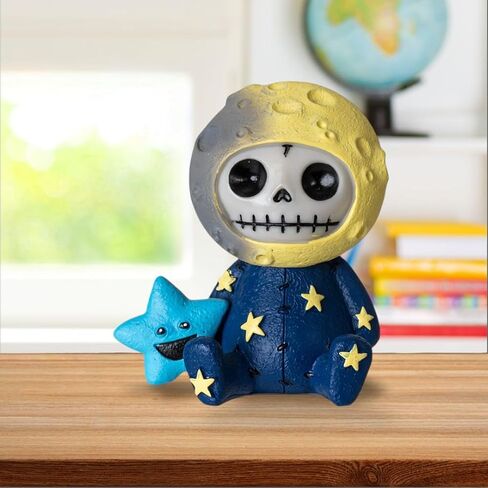 Pacific Giftware Luno Furrybones Collectible Figurine Signature Skeleton in Moon Costume with Blue Star Friend Home Decor and Unique Gift 3.03" Tall in Saudi Arabia