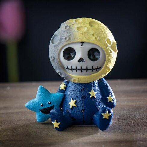 Pacific Giftware Luno Furrybones Collectible Figurine Signature Skeleton in Moon Costume with Blue Star Friend Home Decor and Unique Gift 3.03" Tall in Saudi Arabia