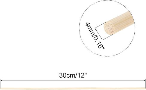 MECCANIXITY Wooden Dowel Rods,30cm/12 Round Dowel Rod Wood Sticks,3mm/0.12" Bamboo Stick for Arts Crafts, Photo Booth Props, DIY Building Model,100 Pack in Kuwait
