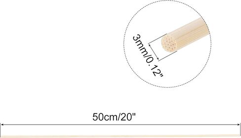 MECCANIXITY Wooden Dowel Rods,30cm/12 Round Dowel Rod Wood Sticks,3mm/0.12" Bamboo Stick for Arts Crafts, Photo Booth Props, DIY Building Model,100 Pack in Kuwait