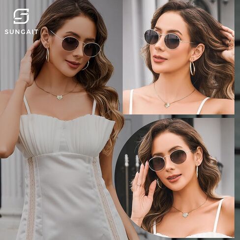 SUNGAIT Vintage Oval Sunglasses for Women Polarized UV400 Protection Elegant Metal Frame in Saudi Arabia