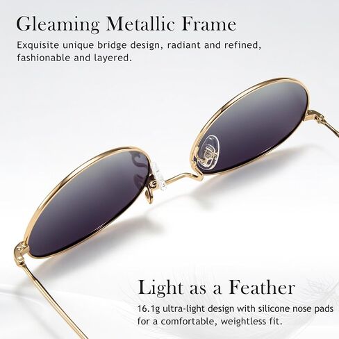 SUNGAIT Vintage Oval Sunglasses for Women Polarized UV400 Protection Elegant Metal Frame in Saudi Arabia