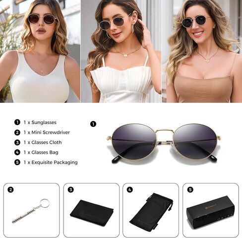 SUNGAIT Vintage Oval Sunglasses for Women Polarized UV400 Protection Elegant Metal Frame in Saudi Arabia