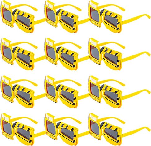 Geiserairailie 24 PCS موضوع البناء حفلة عيد ميلاد لصالح النظارات الشمسية تفريغ النظارات الشمسية الديكور هندسة الحفارة الدعائم in Saudi Arabia