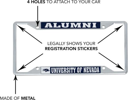 Desert Cactus University of Nevada Reno License Plate Frame UNR Wolf Pack Metal Car Tag Holder for Front or Back of Car Officially Licensed (Alumni) in Saudi Arabia