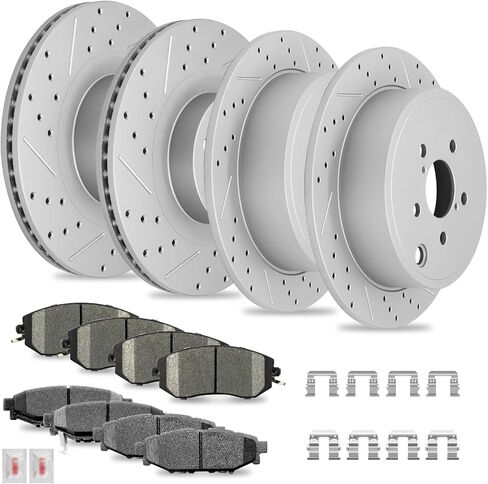 Disc Brake Kits with Pads and Rotors Front & Rear Drilled Slotted Vented Rotor for 2011 2012 2013 Subaru Forester 2011-2014 Impreza 2013-2014 Subaru Legacy Outback in Kuwait