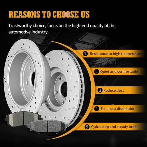 Disc Brake Kits with Pads and Rotors Front & Rear Drilled Slotted Vented Rotor for 2011 2012 2013 Subaru Forester 2011-2014 Impreza 2013-2014 Subaru Legacy Outback in Kuwait