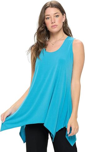 Jostar Women's Casual Tank Top - Sleeveless Scoop Neck Tunic Side Drop Casual T Shirts in Kuwait