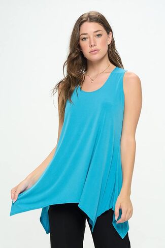 Jostar Women's Casual Tank Top - Sleeveless Scoop Neck Tunic Side Drop Casual T Shirts in Kuwait
