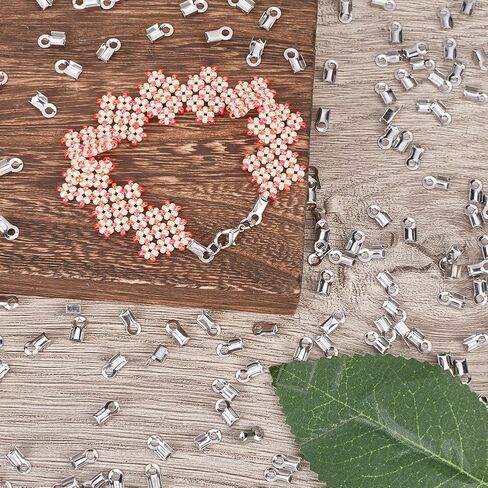 1 Box 300Pcs 3mm Fold Over Cord Ends Crimp End Tips Folding End Crimps Fold-Over Ends Caps Leather Ribbon Jewelry Connector Findings for Jewelry Making Supplies DIY Crafts Necklace Bracelet in Saudi Arabia