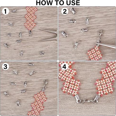 1 Box 300Pcs 3mm Fold Over Cord Ends Crimp End Tips Folding End Crimps Fold-Over Ends Caps Leather Ribbon Jewelry Connector Findings for Jewelry Making Supplies DIY Crafts Necklace Bracelet in Saudi Arabia