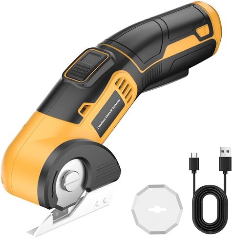 مقص كهربائي مستهدف ، مقص قاطع من الورق المقوى 4V القابل لإعادة الشحن مقص النسيج الثقيل مع قفل أمان وشفرات احتياطية ، قطع صناديق دوارة الطاقة لقطع البلاستيك الجلدي السجاد ، الصياغة ، الخياطة in Kuwait