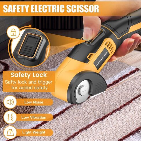 مقص كهربائي مستهدف ، مقص قاطع من الورق المقوى 4V القابل لإعادة الشحن مقص النسيج الثقيل مع قفل أمان وشفرات احتياطية ، قطع صناديق دوارة الطاقة لقطع البلاستيك الجلدي السجاد ، الصياغة ، الخياطة in Kuwait