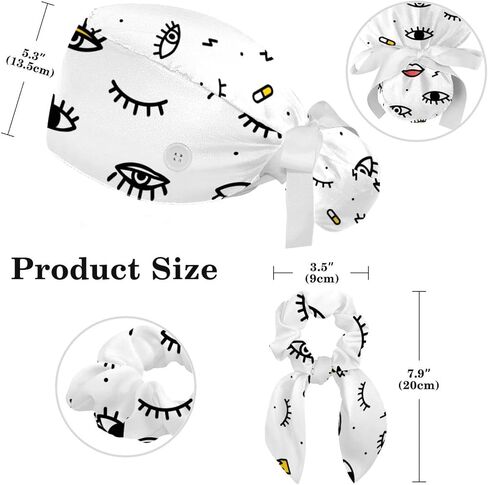 Vcedizo Working Cap with Button Sweatband, Sunflower Surgical Surgery Hats Ponytail Holder in Saudi Arabia