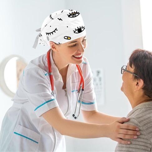 Vcedizo Working Cap with Button Sweatband, Sunflower Surgical Surgery Hats Ponytail Holder in Saudi Arabia