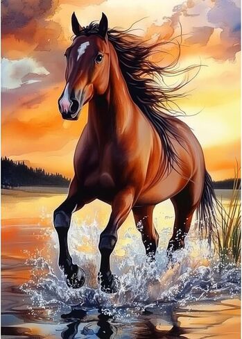 CEOVR Horse Diamond Art Kits for Adults, Animal Diamond Painting Dots 5D Full Drill DIY Gem Art for Beginner, Adult Crafts Kits Wall Decor for Home Office 12x16in in Saudi Arabia