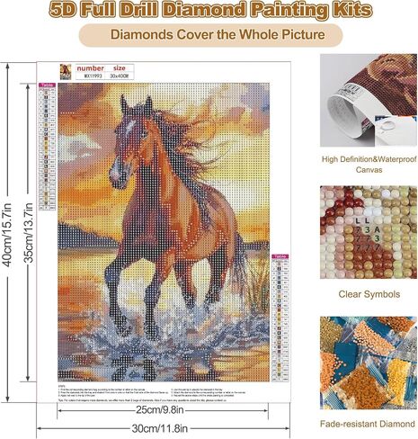 CEOVR Horse Diamond Art Kits for Adults, Animal Diamond Painting Dots 5D Full Drill DIY Gem Art for Beginner, Adult Crafts Kits Wall Decor for Home Office 12x16in in Saudi Arabia