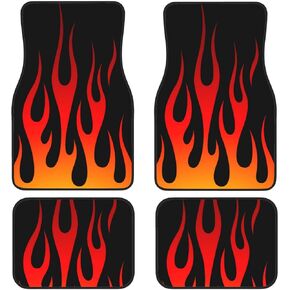 Retro Traditional Hot Rod Flames Car Front and Rear Floor Mats, Car Mats, Complete Set of 4 Carpets, All Weather Protection in Saudi Arabia