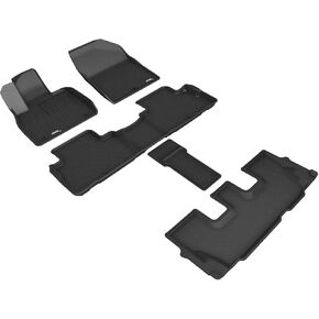 3D MAXpider Custom Fit Kagu Floor Mat (Black) Compatible with Hyundai Palisade 7-Seat 2020-2025 - Full Set in Saudi Arabia