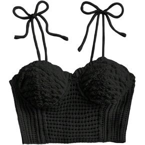 GORGLITTER Women's Crochet Bow Tie Crop Tops Trendy Sleeveless Backless Ribbed Boho Cute Summer Going Out Tops 2025 in Saudi Arabia
