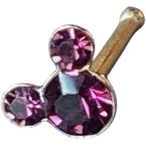 1 Piece Stunning Mouse CZ Gem .925 Sterling Silver Nose Stud Ring - Minnie Mickey - 20g - Body Jewelry in Saudi Arabia