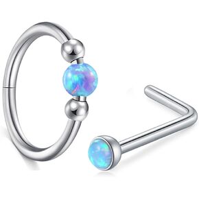 MODRSA 18G OPAL NOSTE RING FCORER SILVER GOLD NOST STUDS for Women Opal Tragus Hoop Charilage Helix Daith Aptring Hinged inclage percing Jewelry 8mm 10mm 10mm in Kuwait