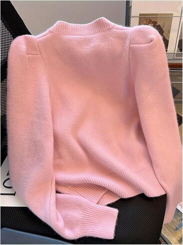 Gorglitter Women’s Button Up Fall Cardigan Sweater reary strendy لطيف لطيف لؤلؤة طويلة الأكمام كابل متماسكة أعلى in Saudi Arabia