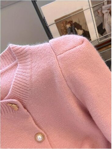 Gorglitter Women’s Button Up Fall Cardigan Sweater reary strendy لطيف لطيف لؤلؤة طويلة الأكمام كابل متماسكة أعلى in Saudi Arabia