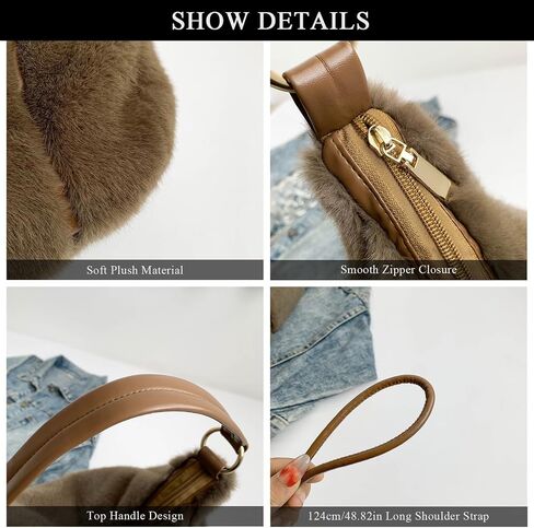 Fluffy Tote Bag Winter Fuzzy Purses for Women Faux Fur Bag with Strap Soft Furry Handbag Plush Crossbody Bags in Kuwait
