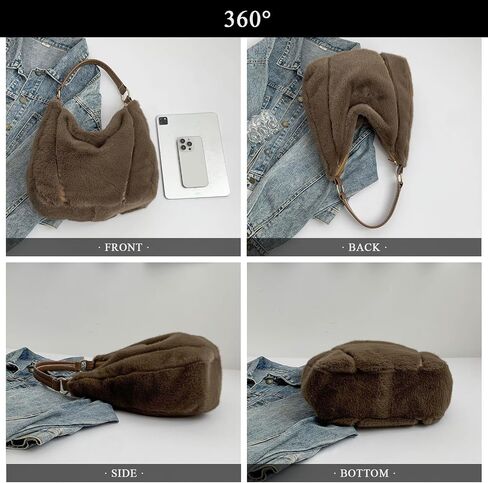 Fluffy Tote Bag Winter Fuzzy Purses for Women Faux Fur Bag with Strap Soft Furry Handbag Plush Crossbody Bags in Kuwait
